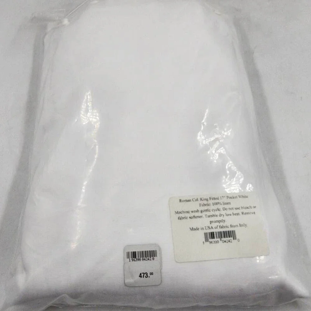 Matouk Linen Roman Fitted Sheet Unisex California King White
